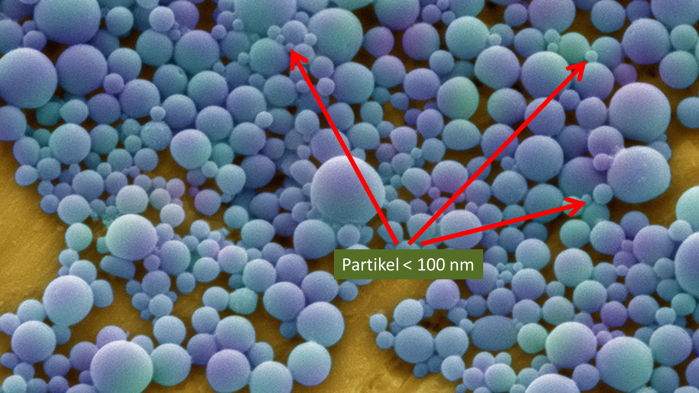 REM-Aufnahme von Nanokügelchen