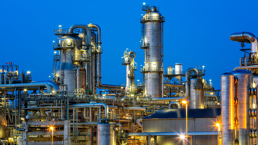 Petrochemical plant at twilight Petrochemical plant at twilight