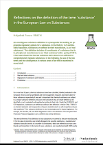 Reflections on the definition of the term `substnace´ in the European Law on Substances